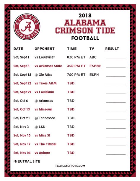 alabama crimson tide 2018 schedule